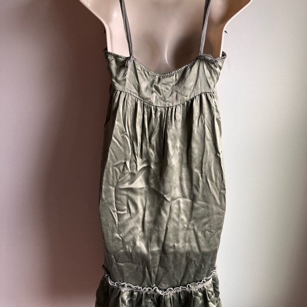 Free people Y2k baby doll slip dress silk midi olive green size 2 NWT - Picture 2 of 16